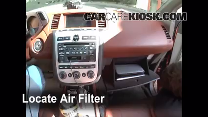 Nissan murano air filter location