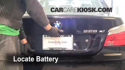 Where is the battery located in a 2004 bmw 530i