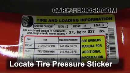 Recommended tire pressure 2001 ford focus #4